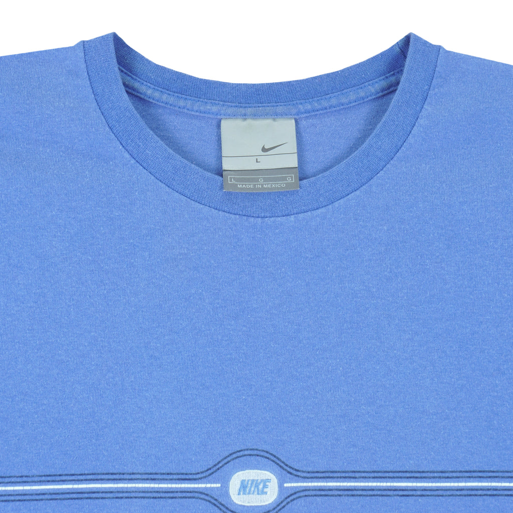 Nike - Blue Embroidered T-Shirt 1990s Large Vintage Retro