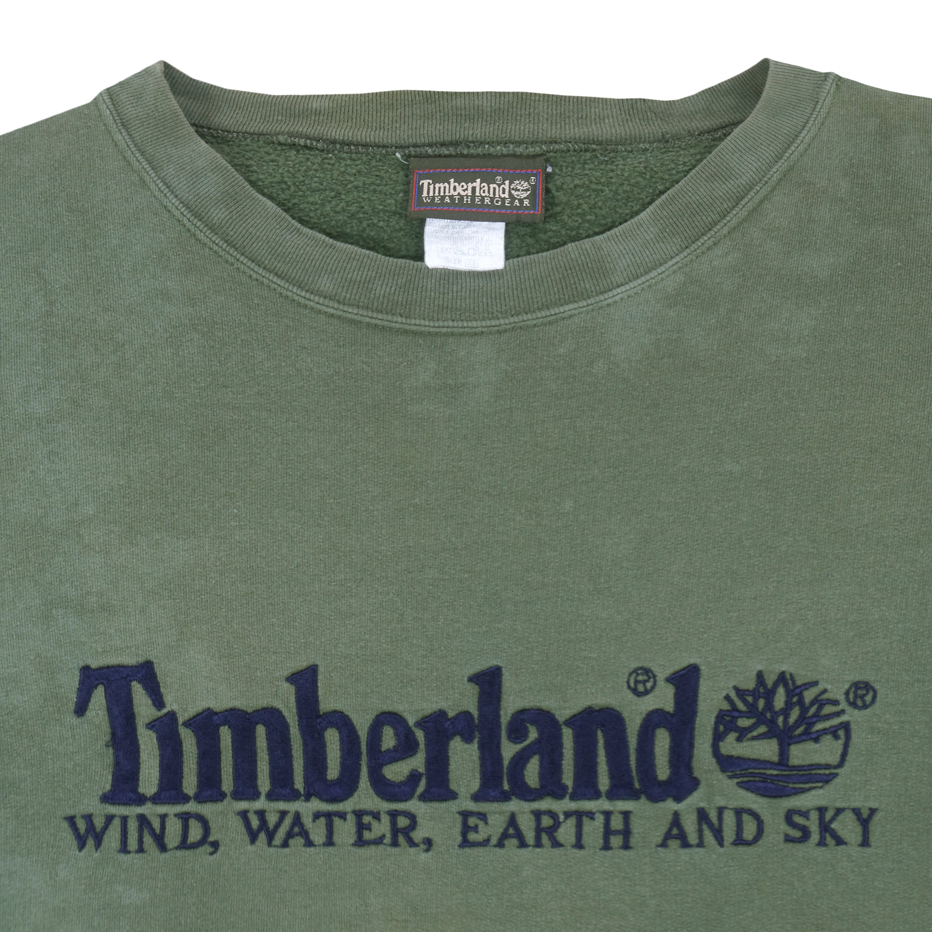 Vintage Timberland Green Wind Water Earth and Sky Sweatshirt 1990s X Large Vintage Club Clothing