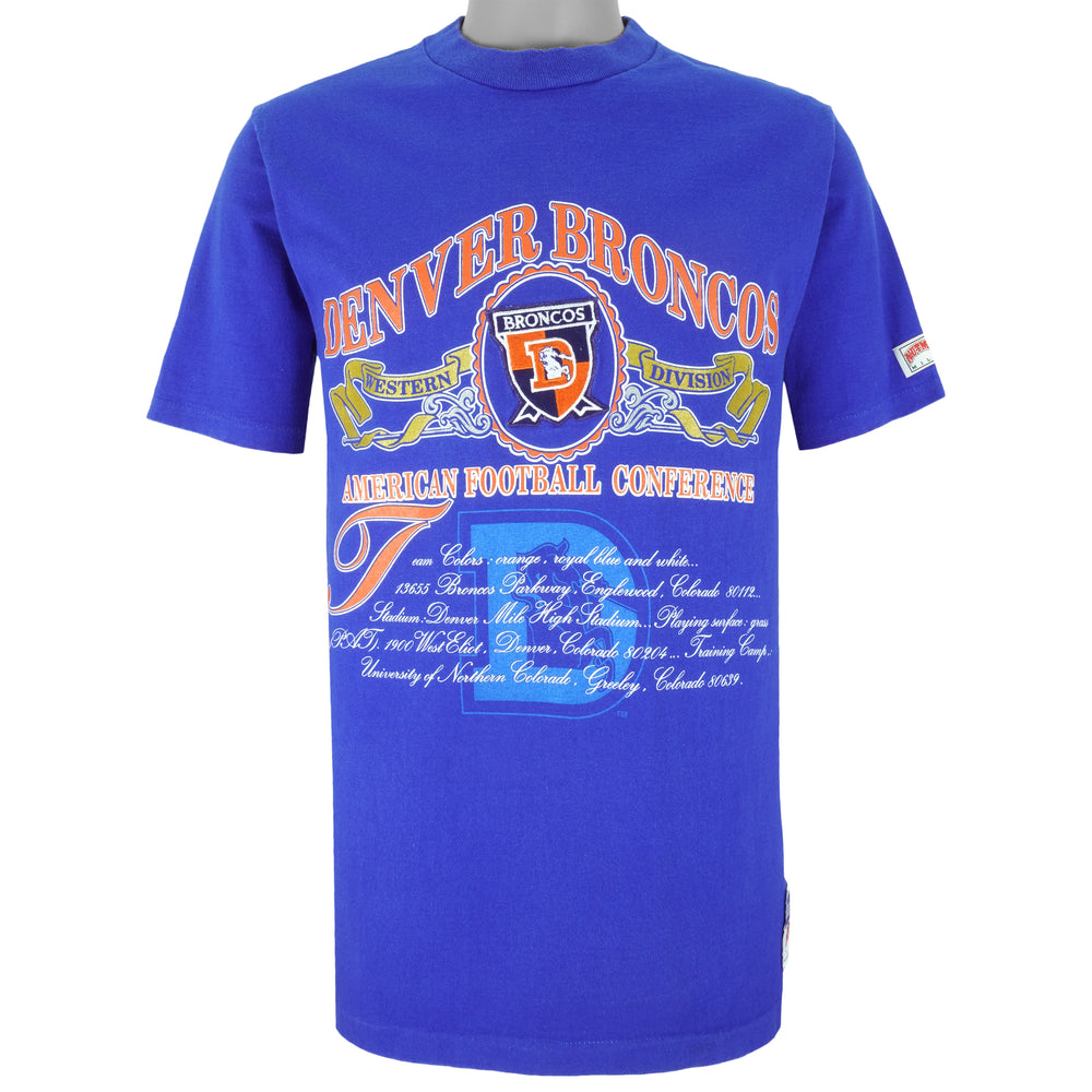 NFL (Nutmeg) - Denver Broncos Spell-Out T-Shirt 1990s Large Vintage Retro Football
