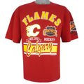 NHL (Waves) - Calgary Flames, Champions  T-Shirt 1990 Large Vintage Retro Hockey