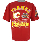 NHL (Waves) - Calgary Flames, Champions  T-Shirt 1990 Large Vintage Retro Hockey