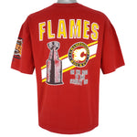 NHL (Waves) - Calgary Flames, Champions  T-Shirt 1990 Large Vintage Retro Hockey