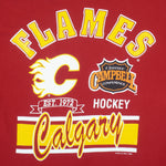 NHL (Waves) - Calgary Flames, Champions  T-Shirt 1990 Large Vintage Retro Hockey
