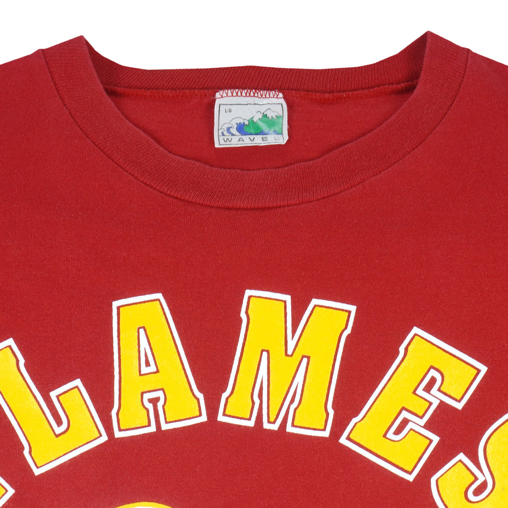 NHL (Waves) - Calgary Flames, Champions  T-Shirt 1990 Large Vintage Retro Hockey