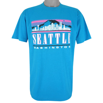 Vintage (Jerzees) - Seattle Washington Skyline Single Stitch T-Shirt 1990s X-Large