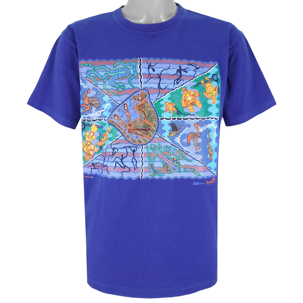 Vintage (Bulurru) - Blue Art of Nature T-Shirt 1990s Medium Vintage Retro