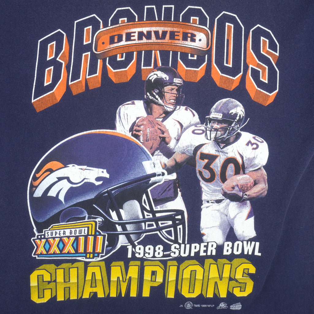 NFL - Denver Broncos, Super Bowl 33th Champions T-Shirt 1999 Large Vintage Retro Football