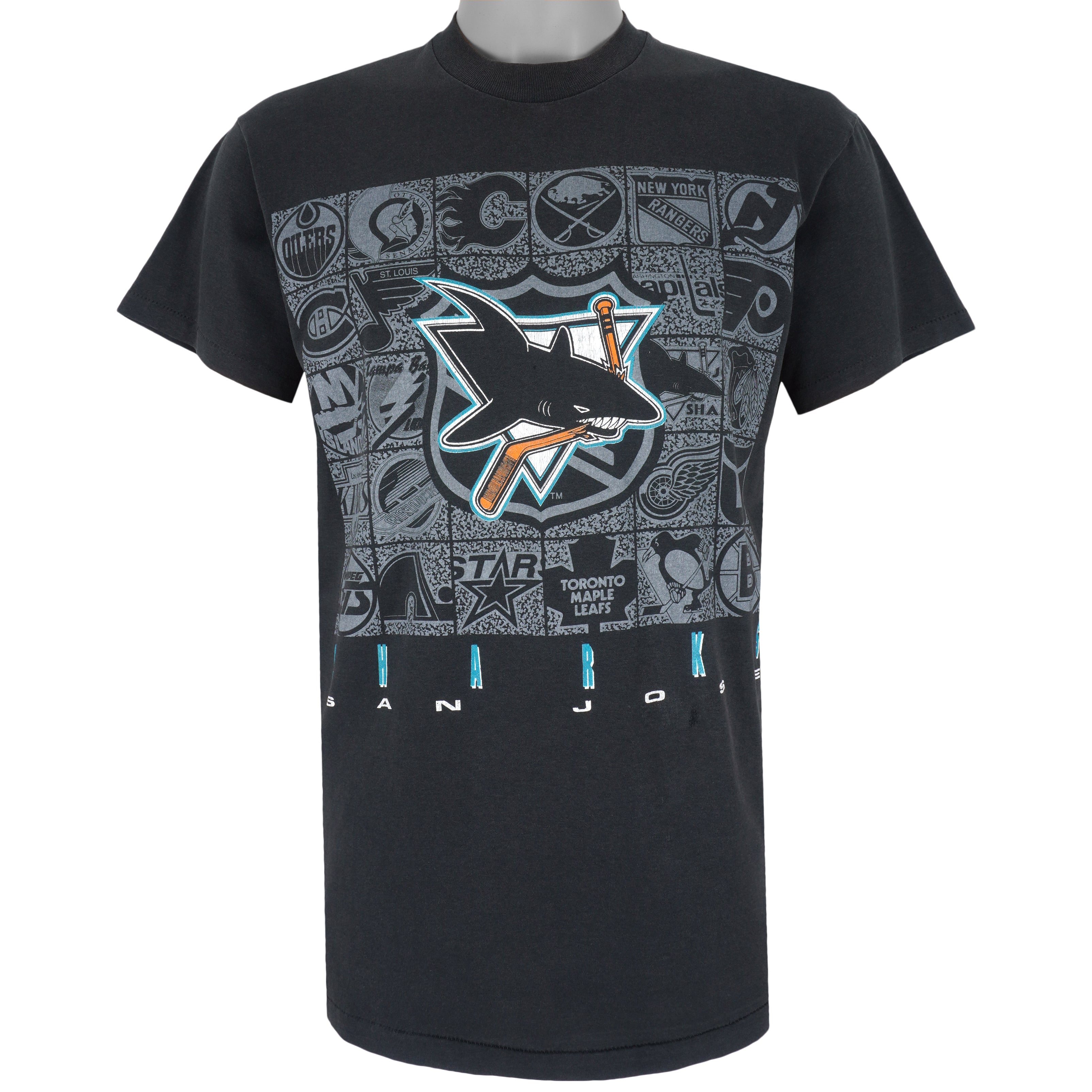  NHL (Logo 7) - San Jose Sharks, All Star T-Shirt 1990s Large Vintage Retro Hockey