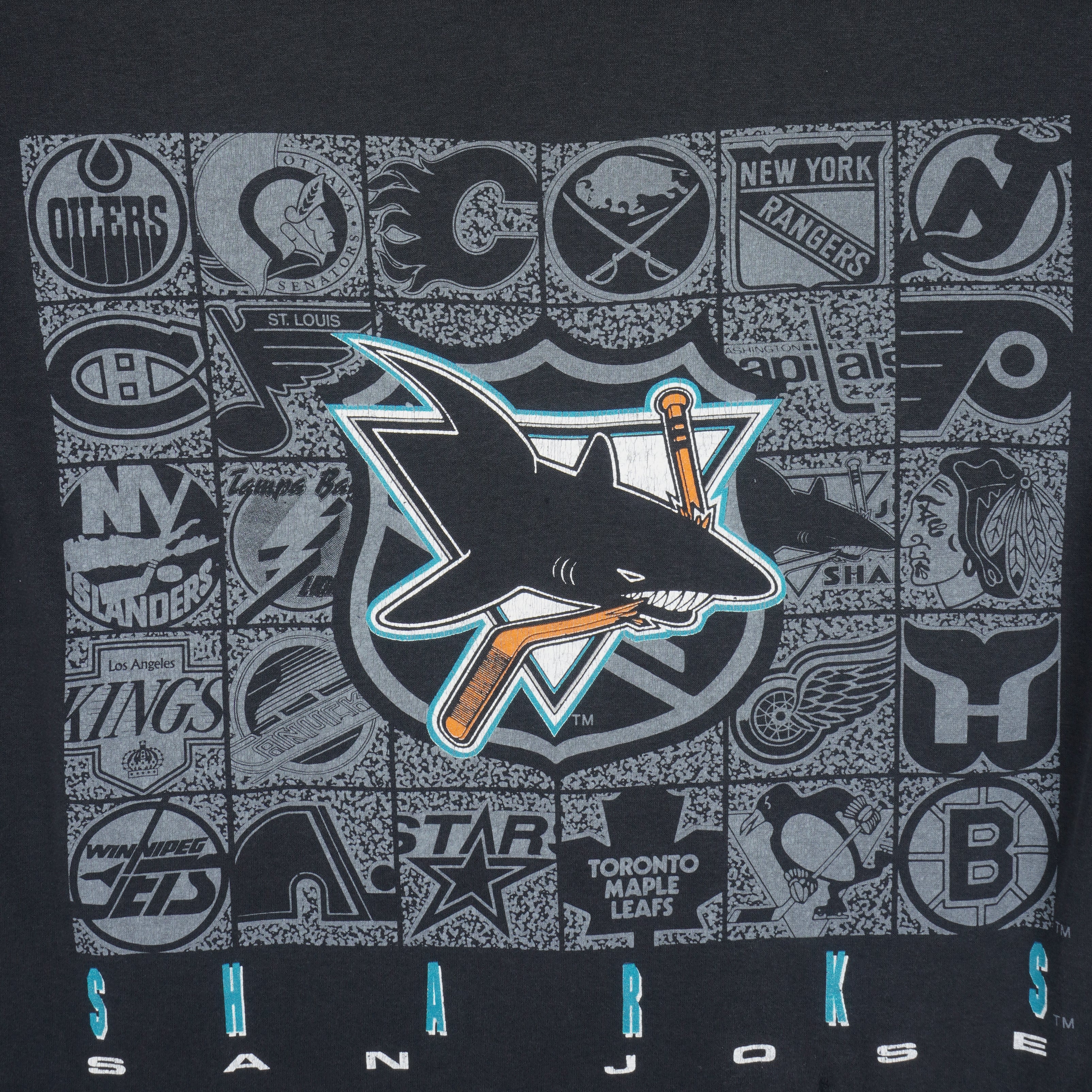  NHL (Logo 7) - San Jose Sharks, All Star T-Shirt 1990s Large Vintage Retro Hockey