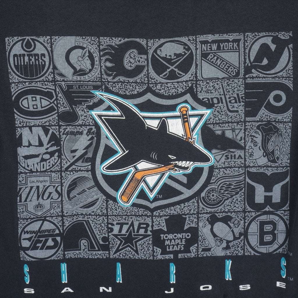  NHL (Logo 7) - San Jose Sharks, All Star T-Shirt 1990s Large Vintage Retro Hockey