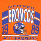 NFL (Artex) - Orange Broncos Spell-Out T-Shirt 1989 Medium Vintage Retro Football