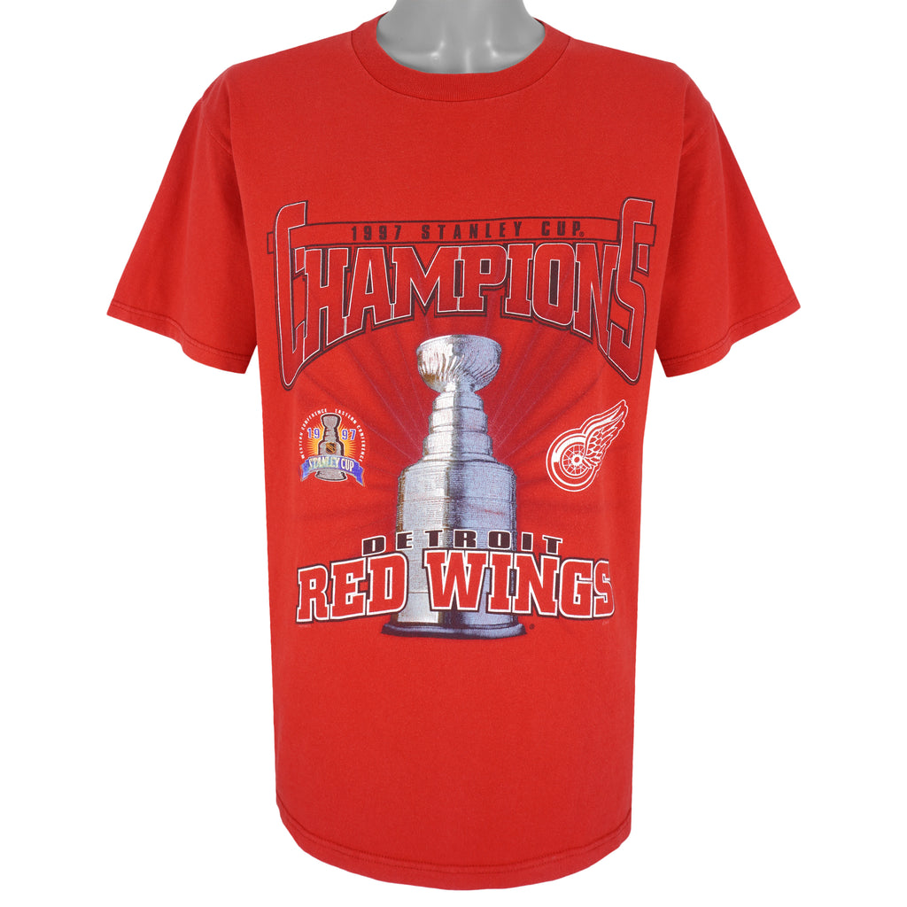 NHL (Lee) - Detroit Red Wings, Stanley Cup Champs T-Shirt 1990s Large Vintage Retro Hovkey
