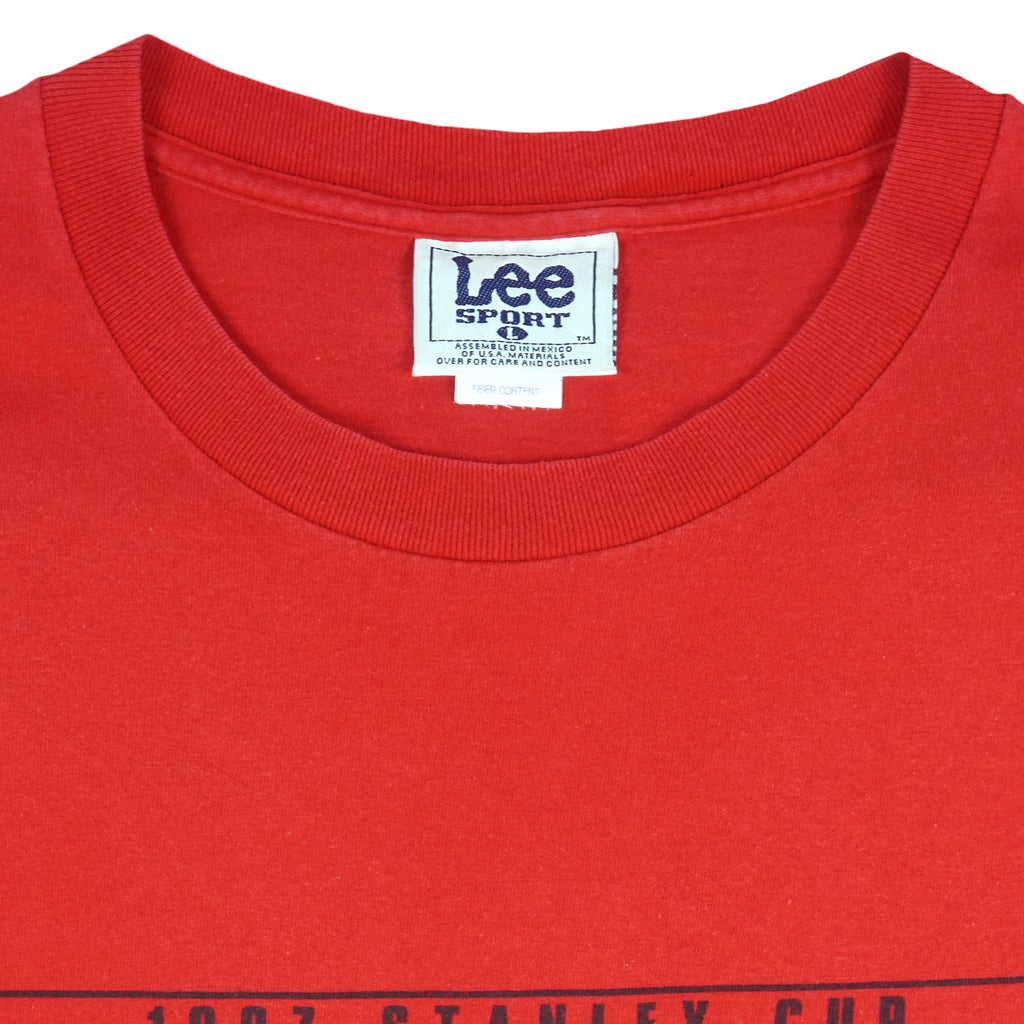 NHL (Lee) - Detroit Red Wings, Stanley Cup Champs T-Shirt 1990s Large Vintage Retro Hovkey