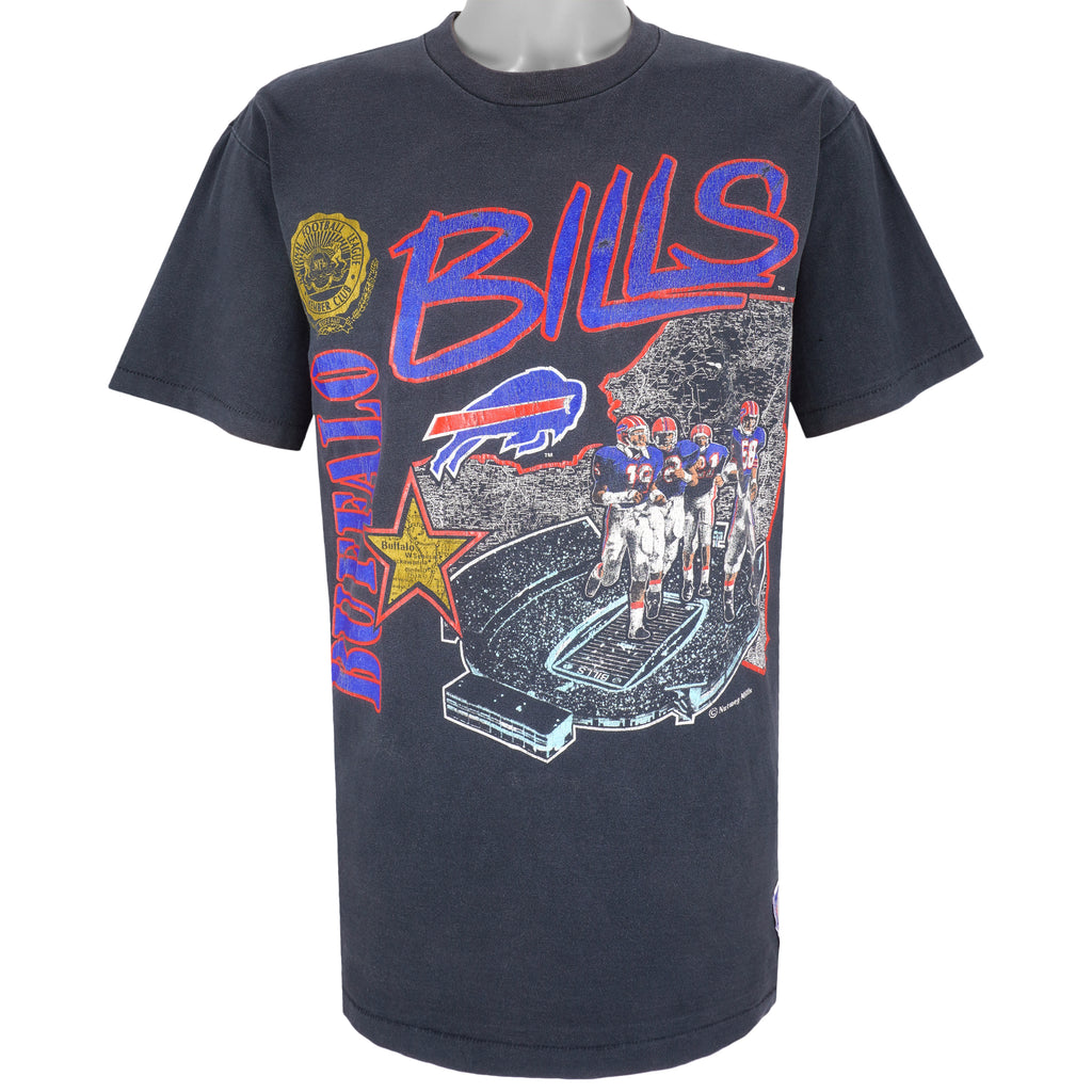 NFL (Nutmeg) - Buffalo Bills Big Logo T-Shirt 1990s Large Vintage Retro Football