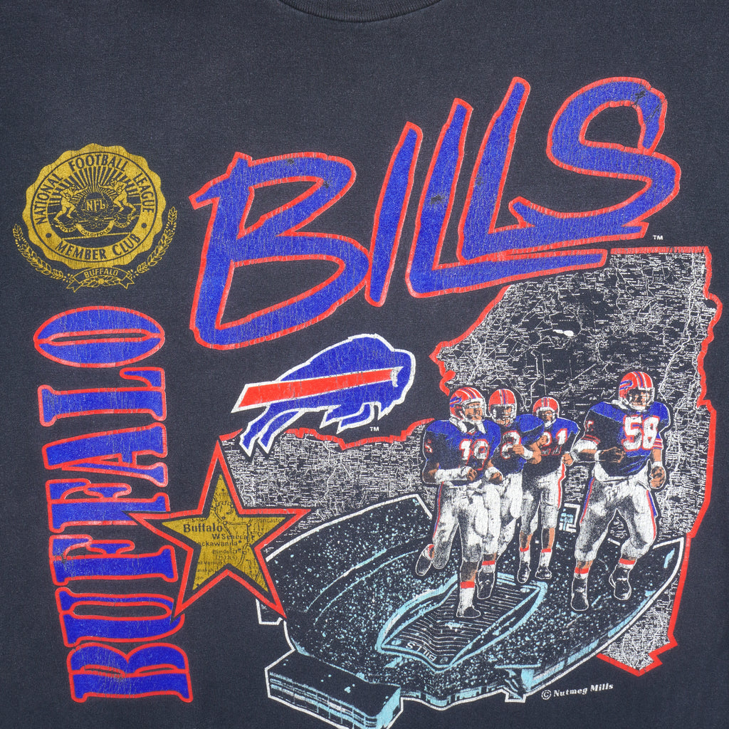 NFL (Nutmeg) - Buffalo Bills Big Logo T-Shirt 1990s Large Vintage Retro Football