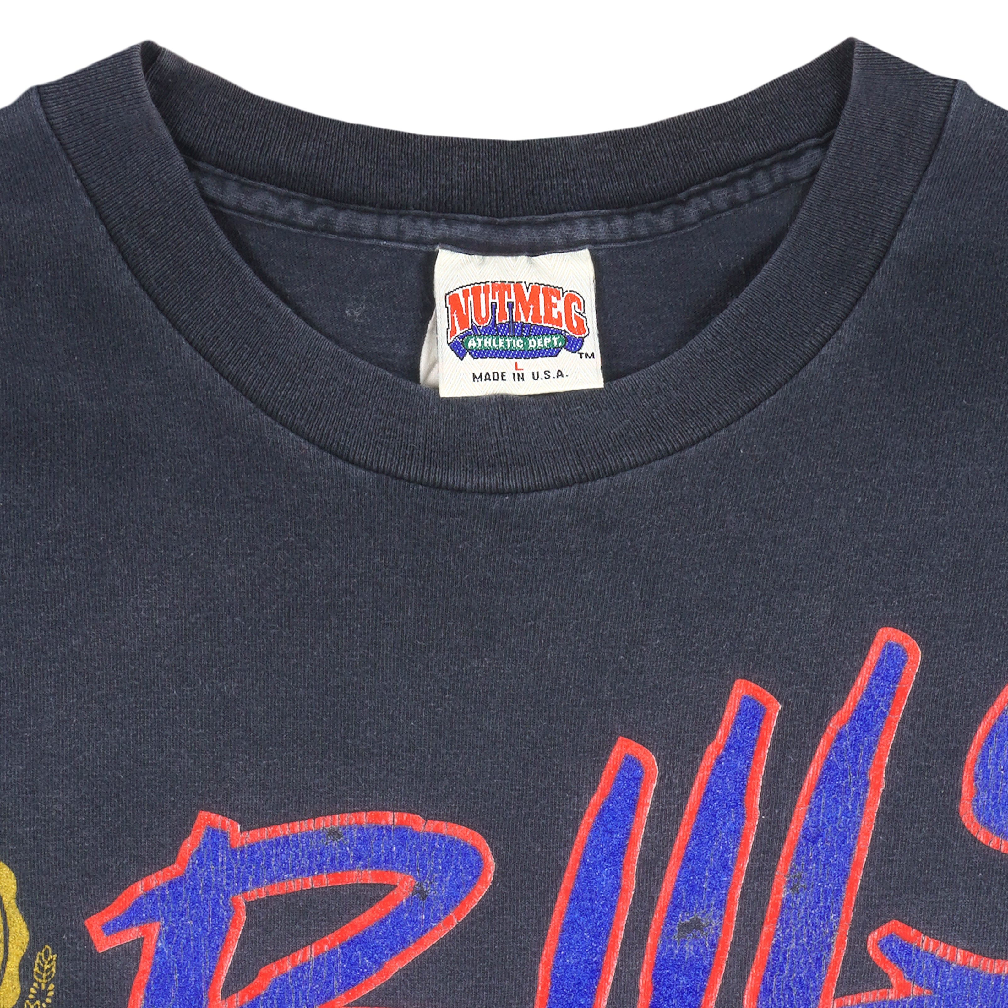 NFL (Nutmeg) - Buffalo Bills Big Logo T-Shirt 1990s Large Vintage Retro Football