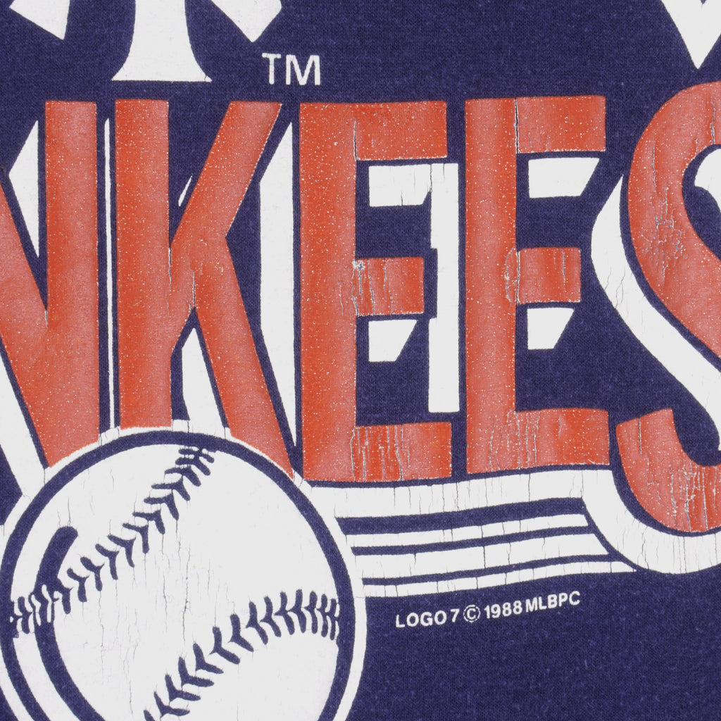 MLB (Logo 7) - New York Yankees Big Logo Jersey 1988 Medium Vintage Retro Baseball
