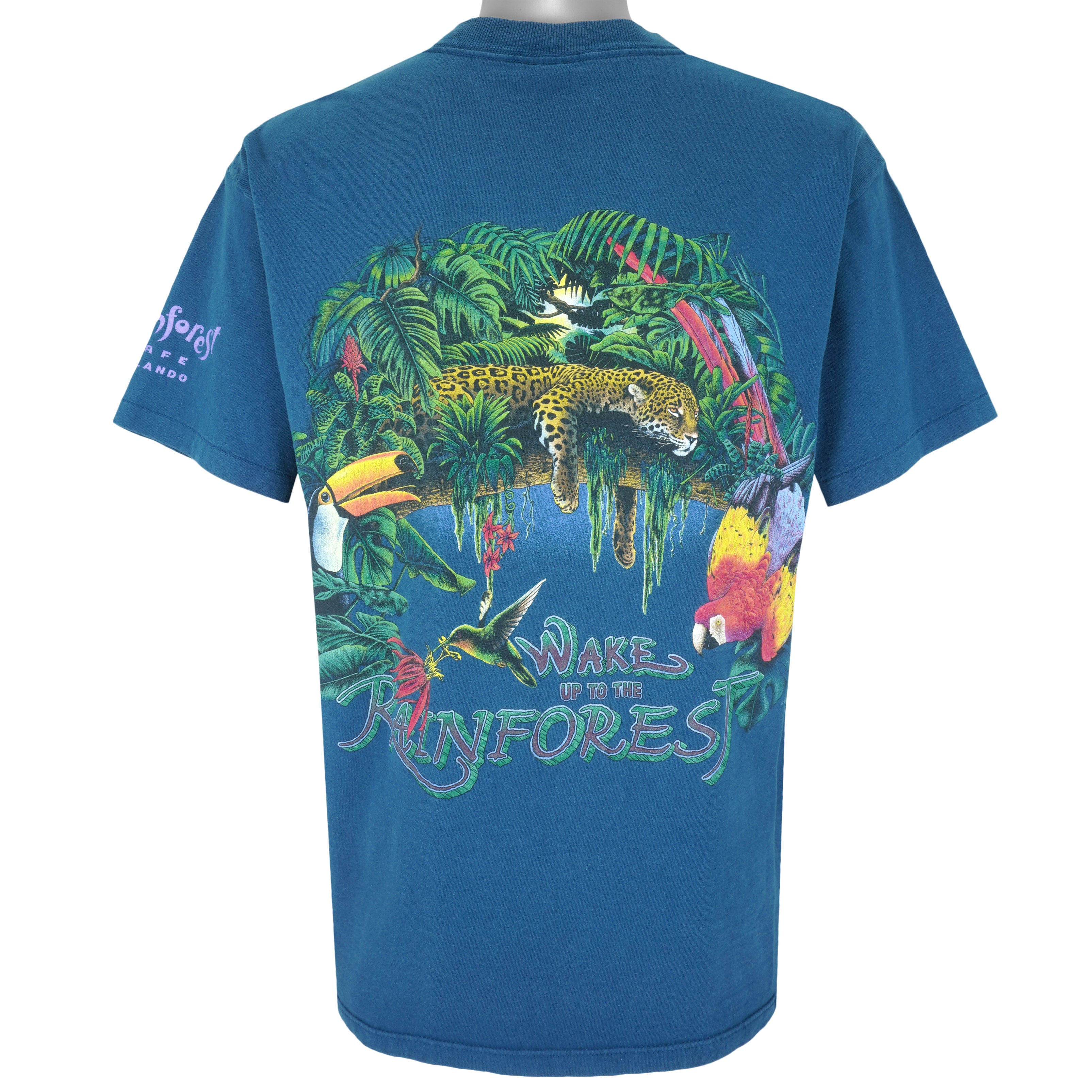 Vintage (Habitat) - Wake Up To The Rain Forest T-Shirt 1990s Large Vintage Retro