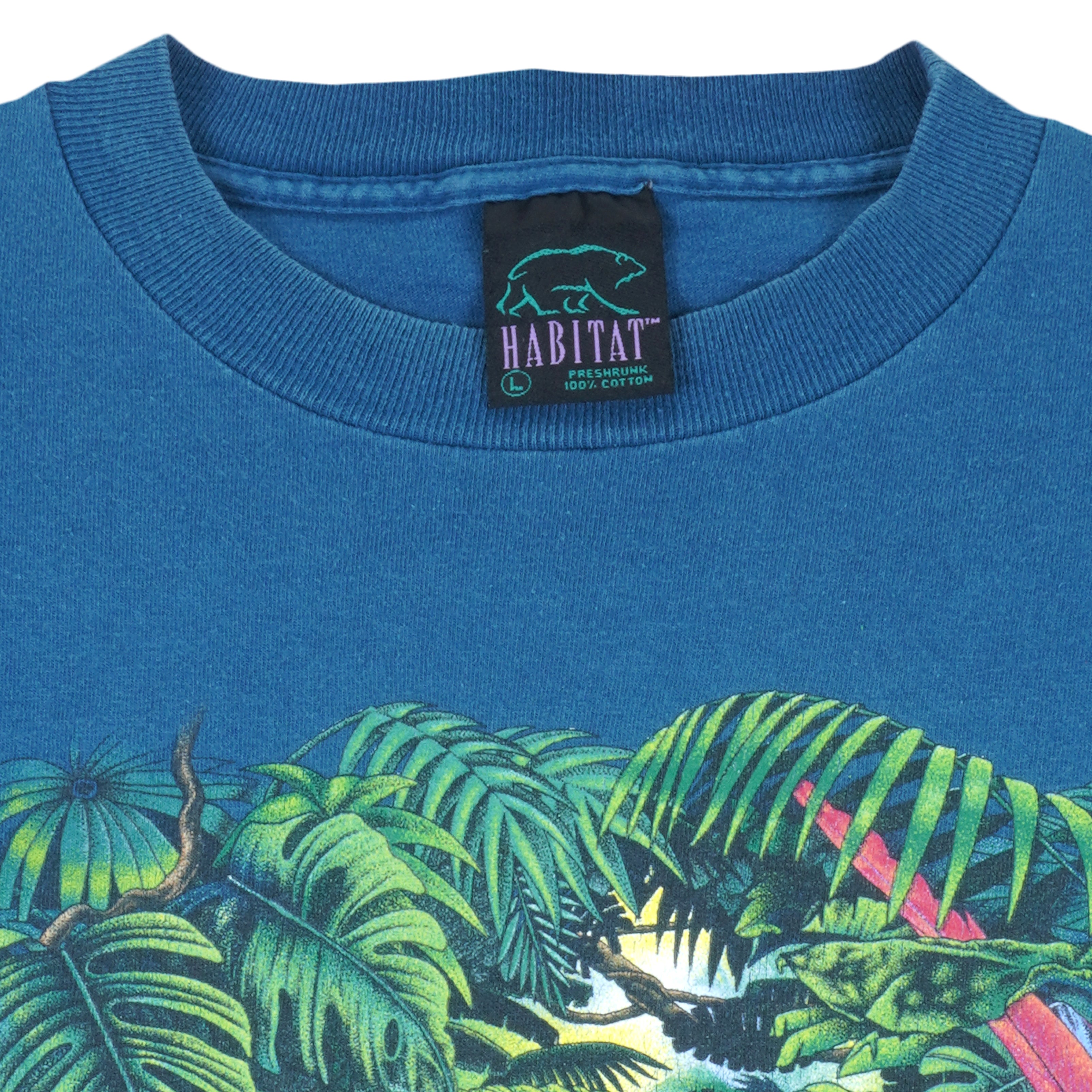 Vintage (Habitat) - Wake Up To The Rain Forest T-Shirt 1990s Large Vintage Retro