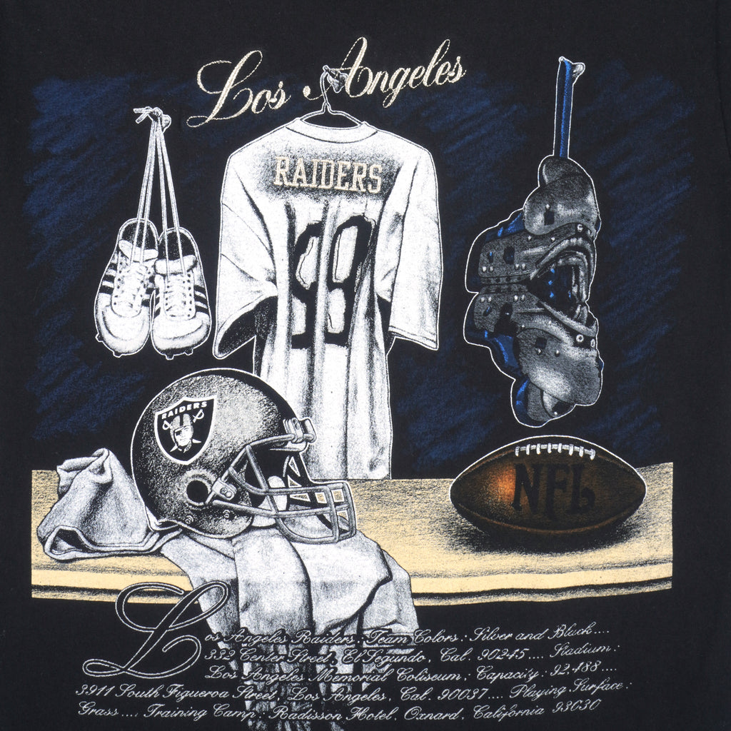 NFL (Nutmeg) - Los Angeles Raiders Embroidered T-Shirt 1990s Medium Vintage Retro Football
