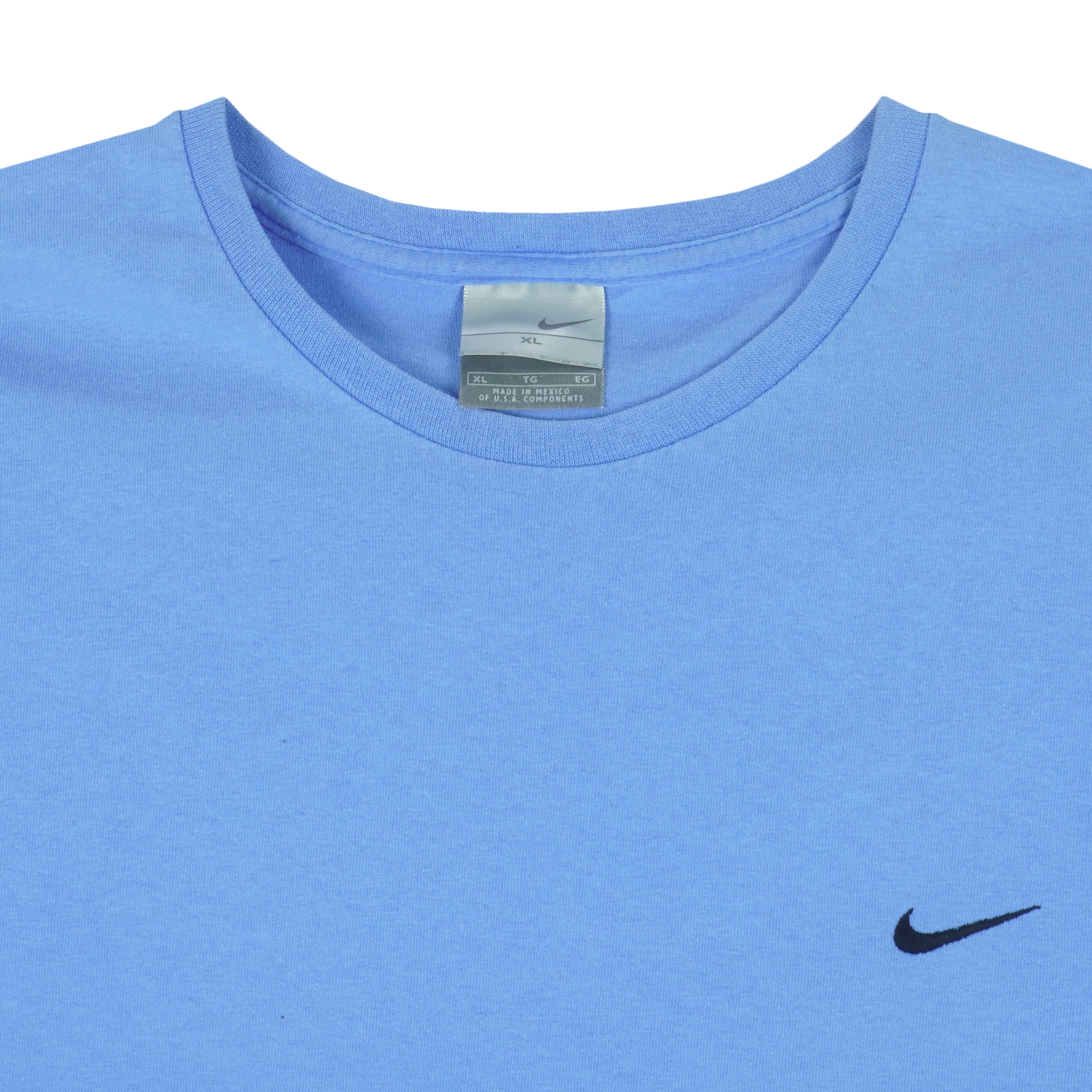 Nike - Baby Blue Embroidered T-Shirt 1990s X-Large Vintage Retro