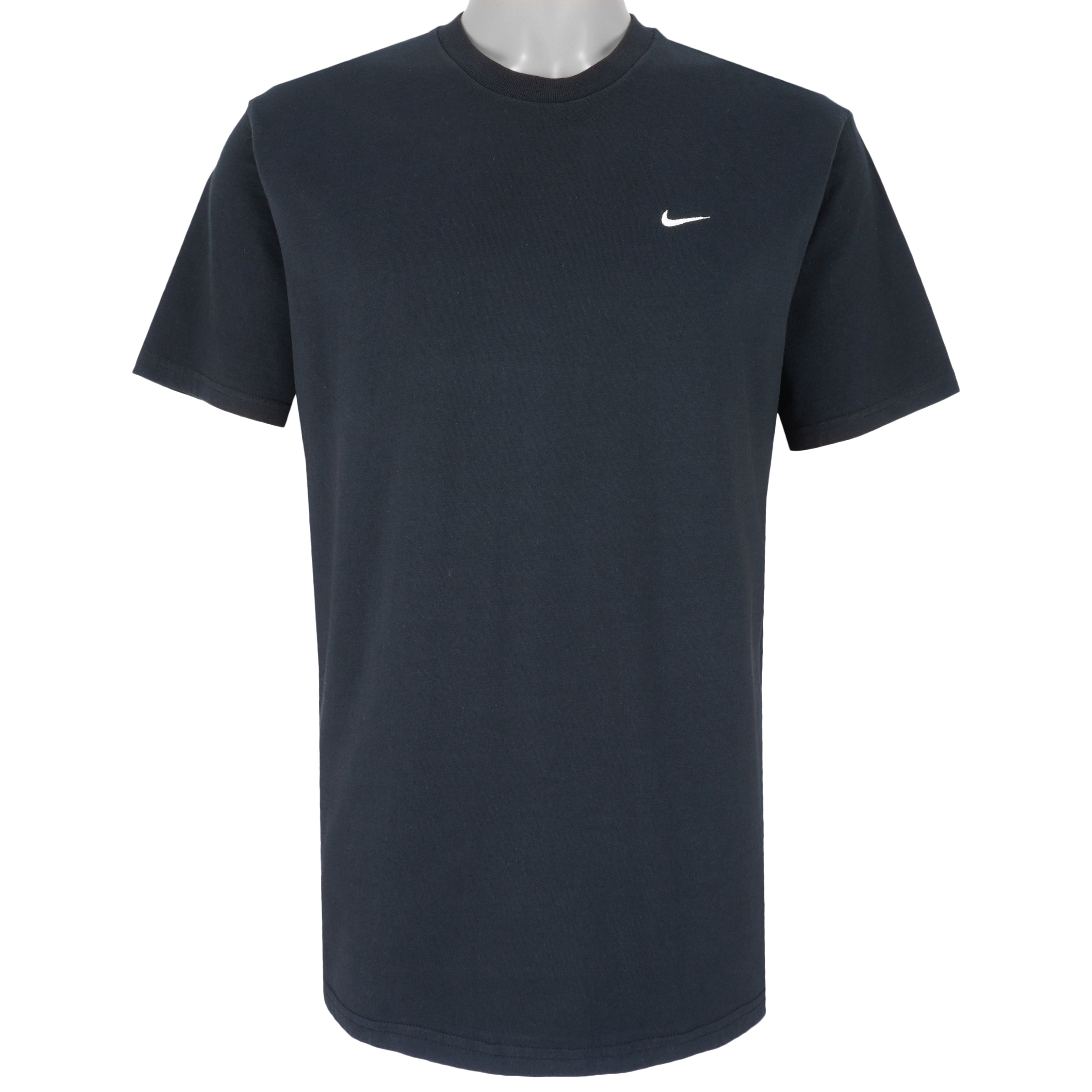 Nike - Black Embroidered T-shirt 1990s Large Vintage Retro