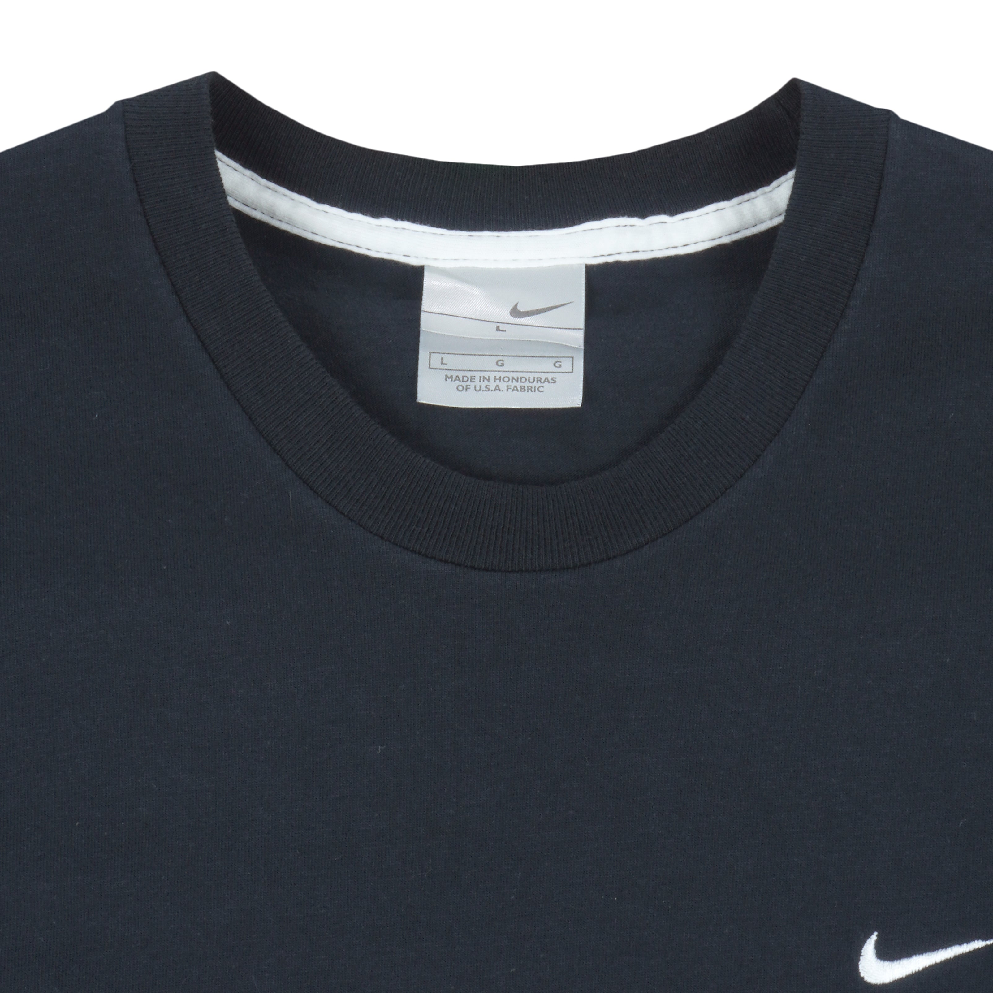 Nike - Black Embroidered T-shirt 1990s Large Vintage Retro