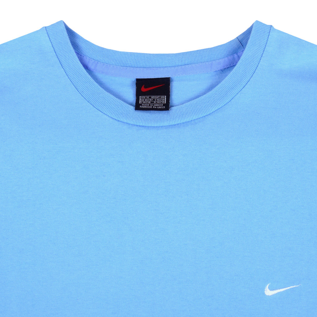 Nike - Blue Embroidered T-Shirt 1990s X-Large Vintage Retro