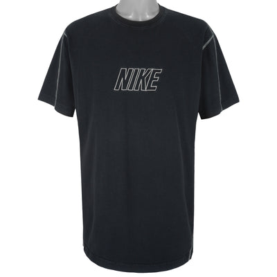 Nike - Black Embroidered Spell-Out T-Shirt 2000s XX-Large