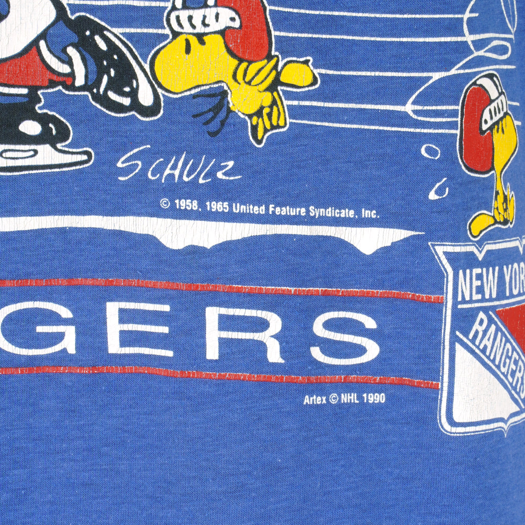 NHL - New York Rangers, Snoopy T-Shirt 1990 Large Vintage Retro Hockey