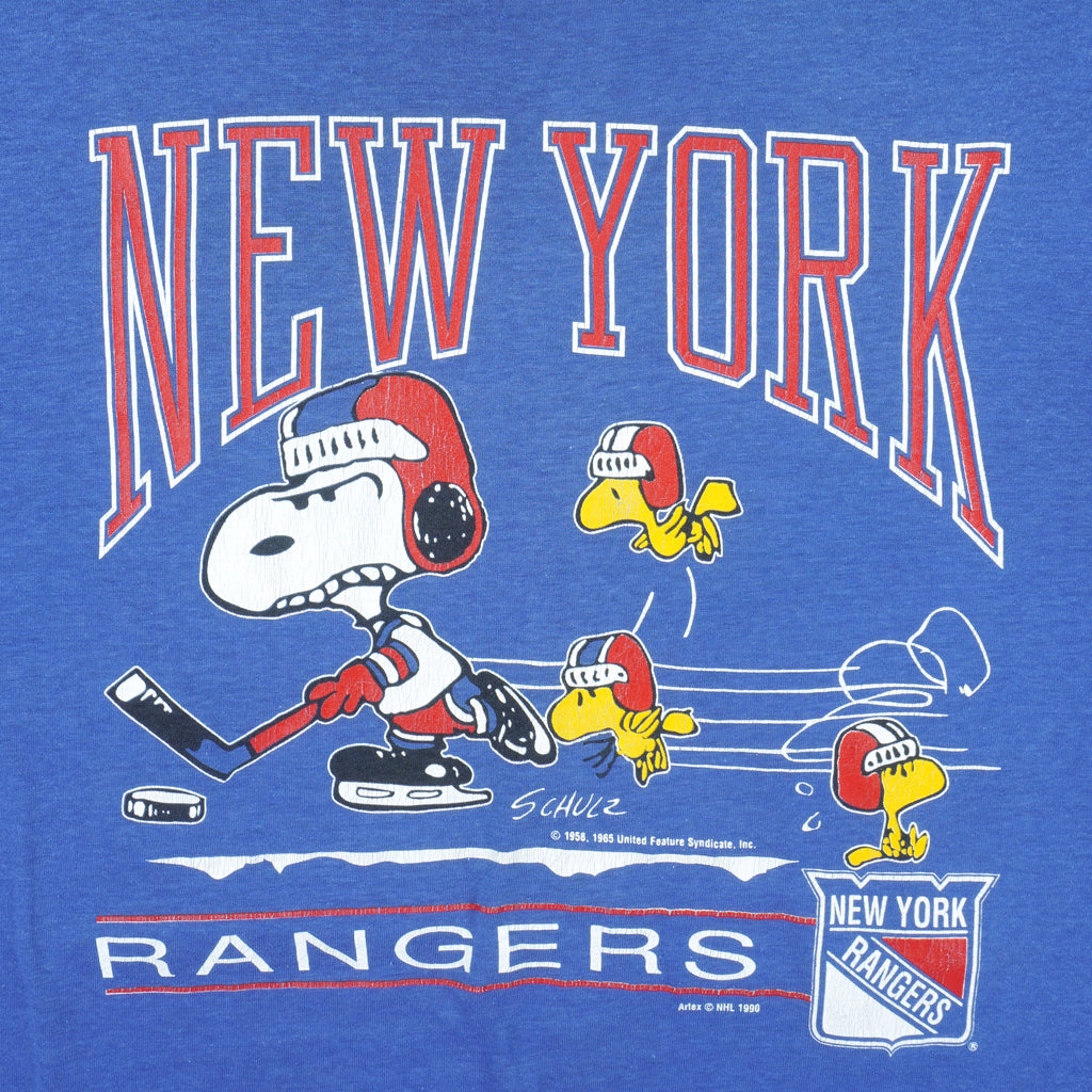 NHL - New York Rangers, Snoopy T-Shirt 1990 Large Vintage Retro Hockey