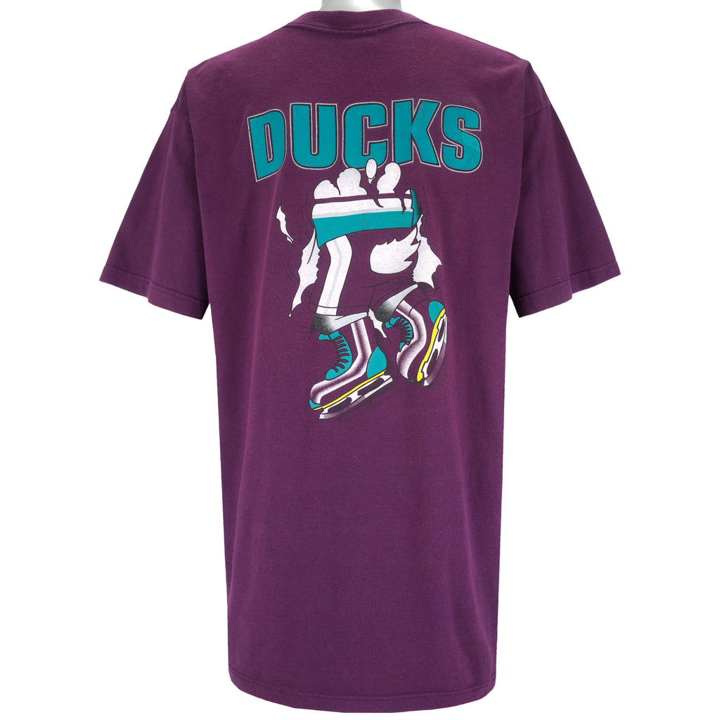 NHL (Nutmeg) - Mighty Ducks of Anaheim Breakout T-Shirt 1990s X-Large Vintage Retro Hockey