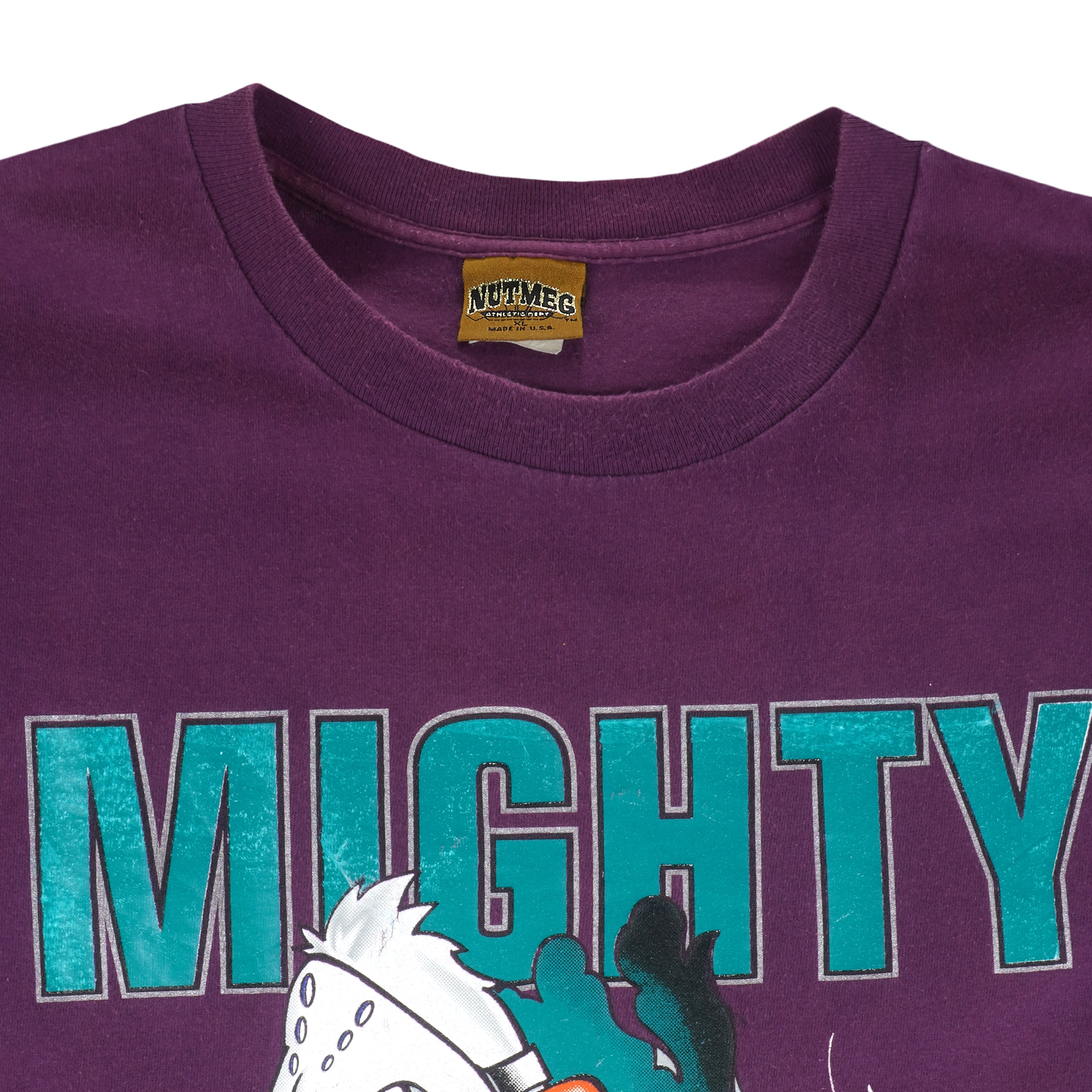 Vtg Deadstock 90s Anaheim Mighty Ducks T-Shirt XL White Nutmeg Mills NHL  Hockey