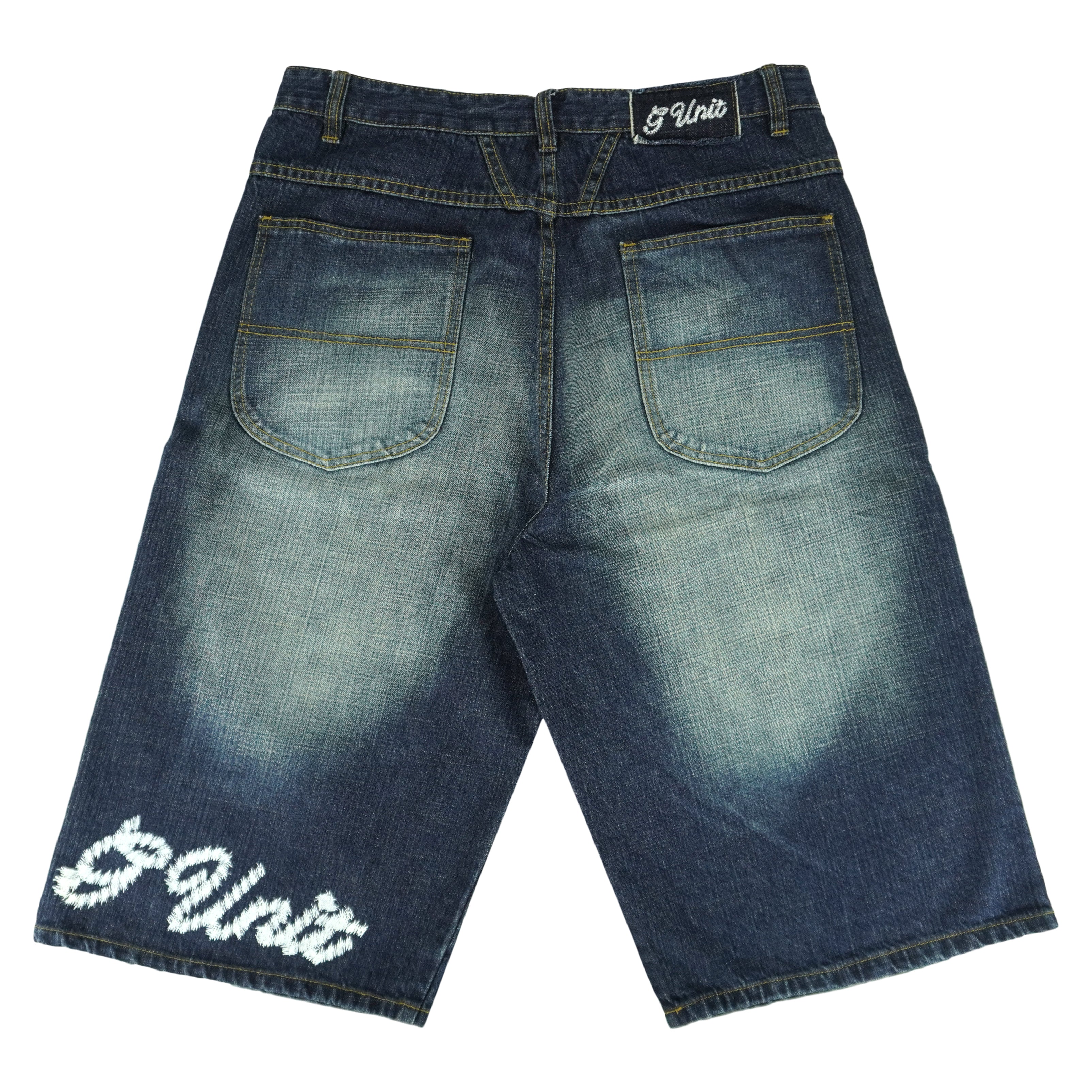 Vintage (G Unit) - Embroidered Short Denim Jeans 1990s Medium Vintage Retro