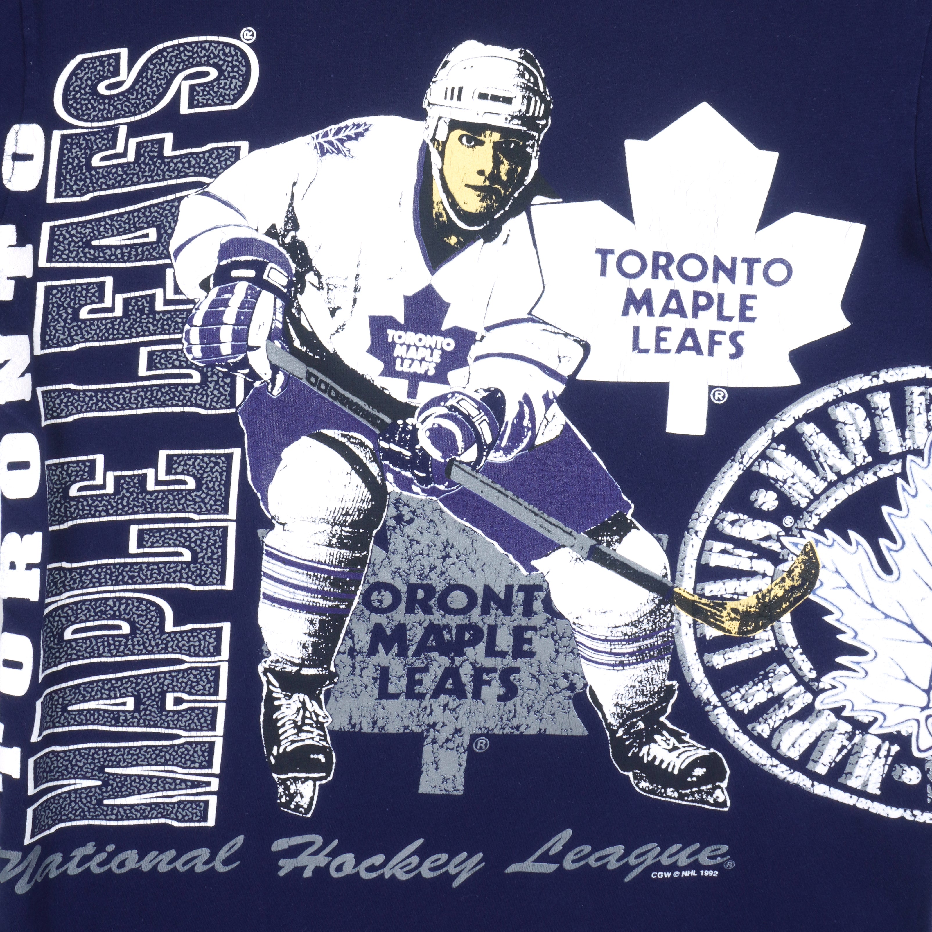 NHL (Tiger) - Toronto Maple Leafs Single Stitch T-Shirt 1992 Medium Vintage Retro Hockey