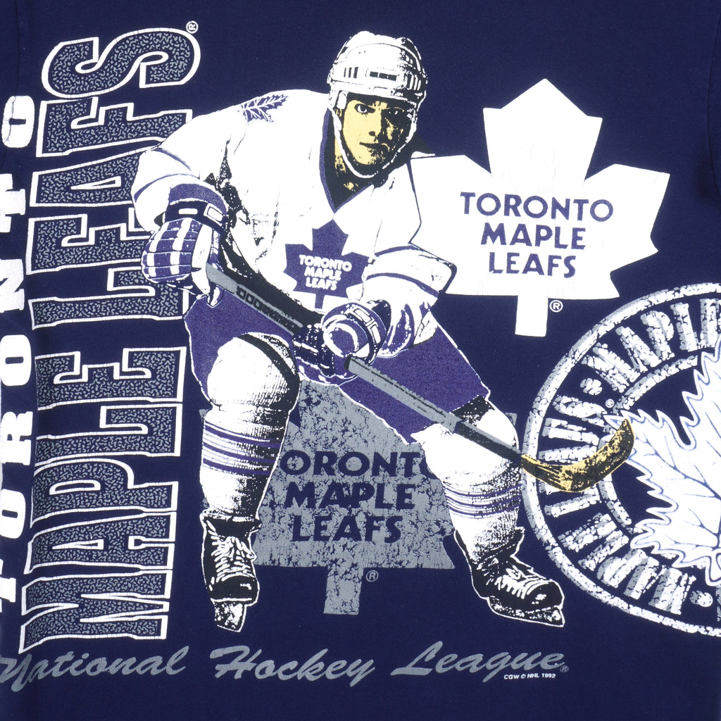 NHL (Tiger) - Toronto Maple Leafs Single Stitch T-Shirt 1992 Medium Vintage Retro Hockey