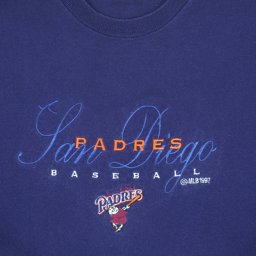 MLB - San Diego Padres Embroidered Single Stitch T-Shirt 1997 Large Vintage Retro Baseball