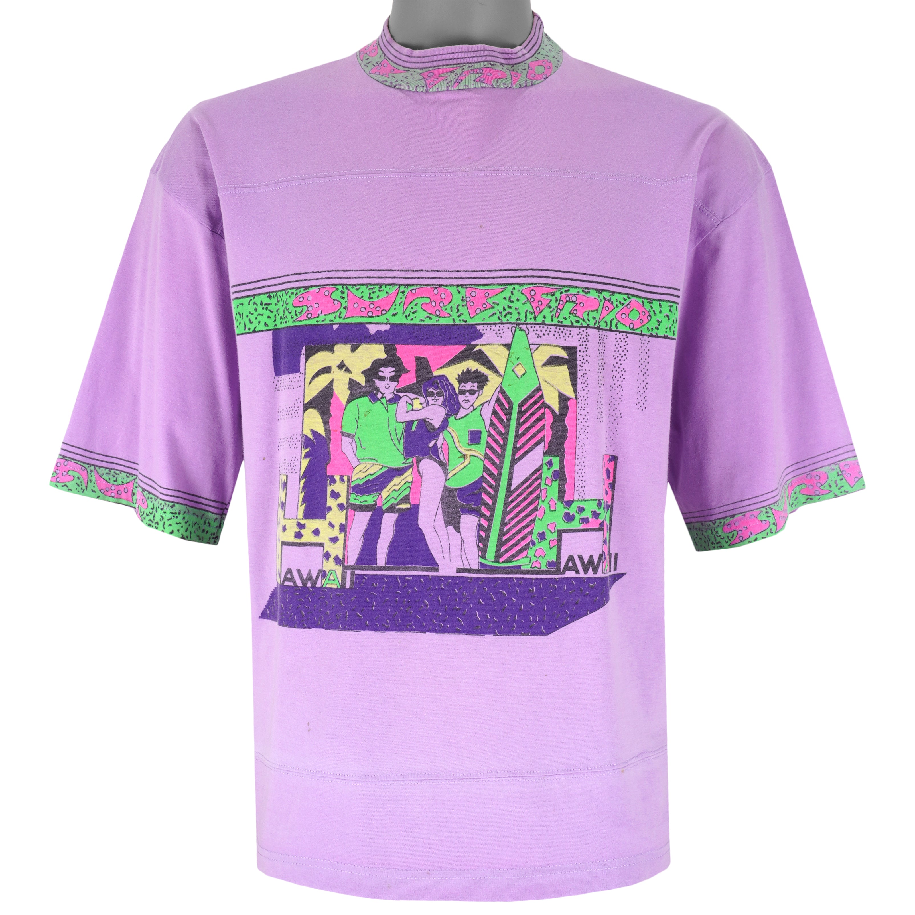 Vintage (NOW) - Purple Hawaiian T-Shirt 1990s Small Vintage Retro