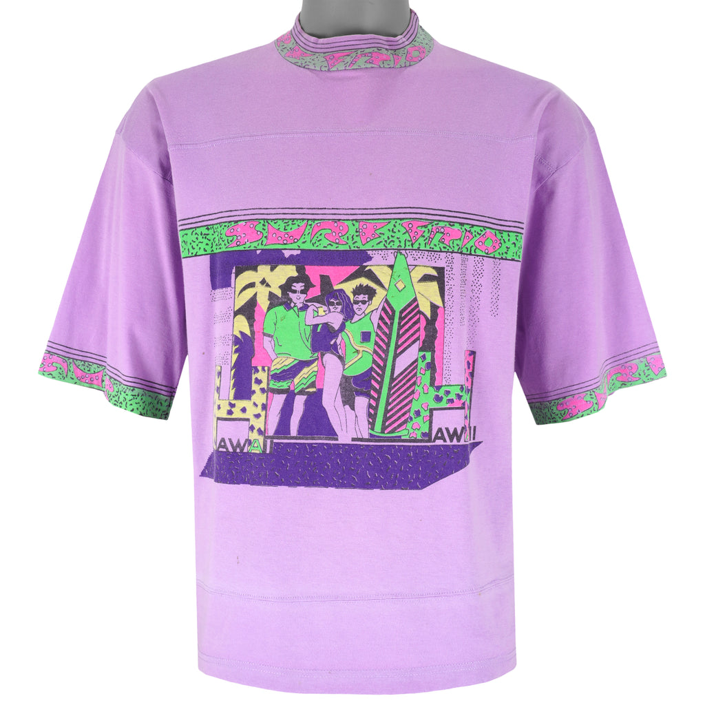 Vintage (NOW) - Purple Hawaiian T-Shirt 1990s Small Vintage Retro