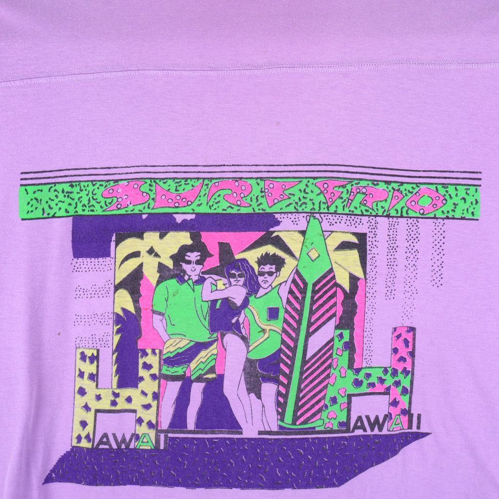Vintage (NOW) - Purple Hawaiian T-Shirt 1990s Small Vintage Retro