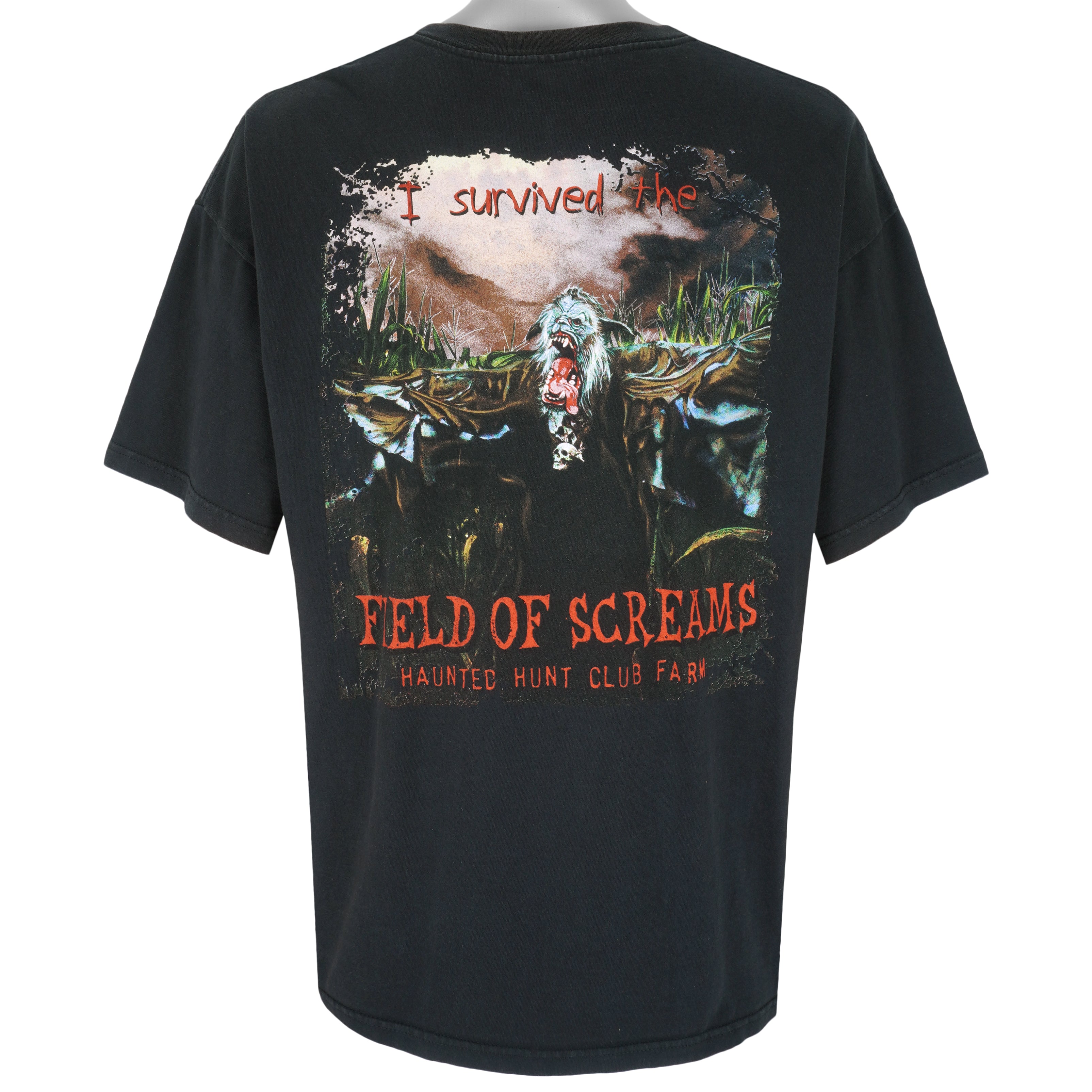 Vintage - Field of Screams Haunted Hunt Club Farm T-Shirt 1990s XX-Large Vintage Retro