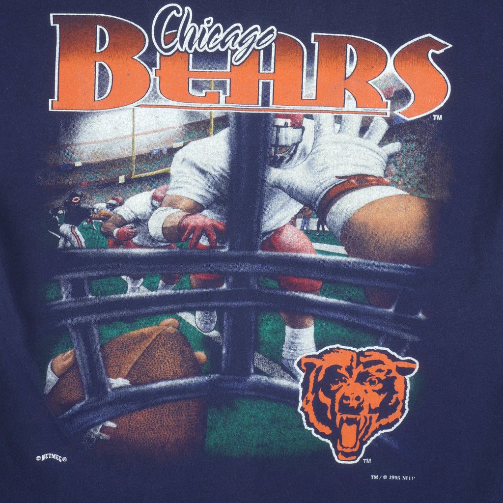 NFL (Lee) - Blue Chicago Bears Big Logo T-Shirt 1995 Large Vintage Retro Football