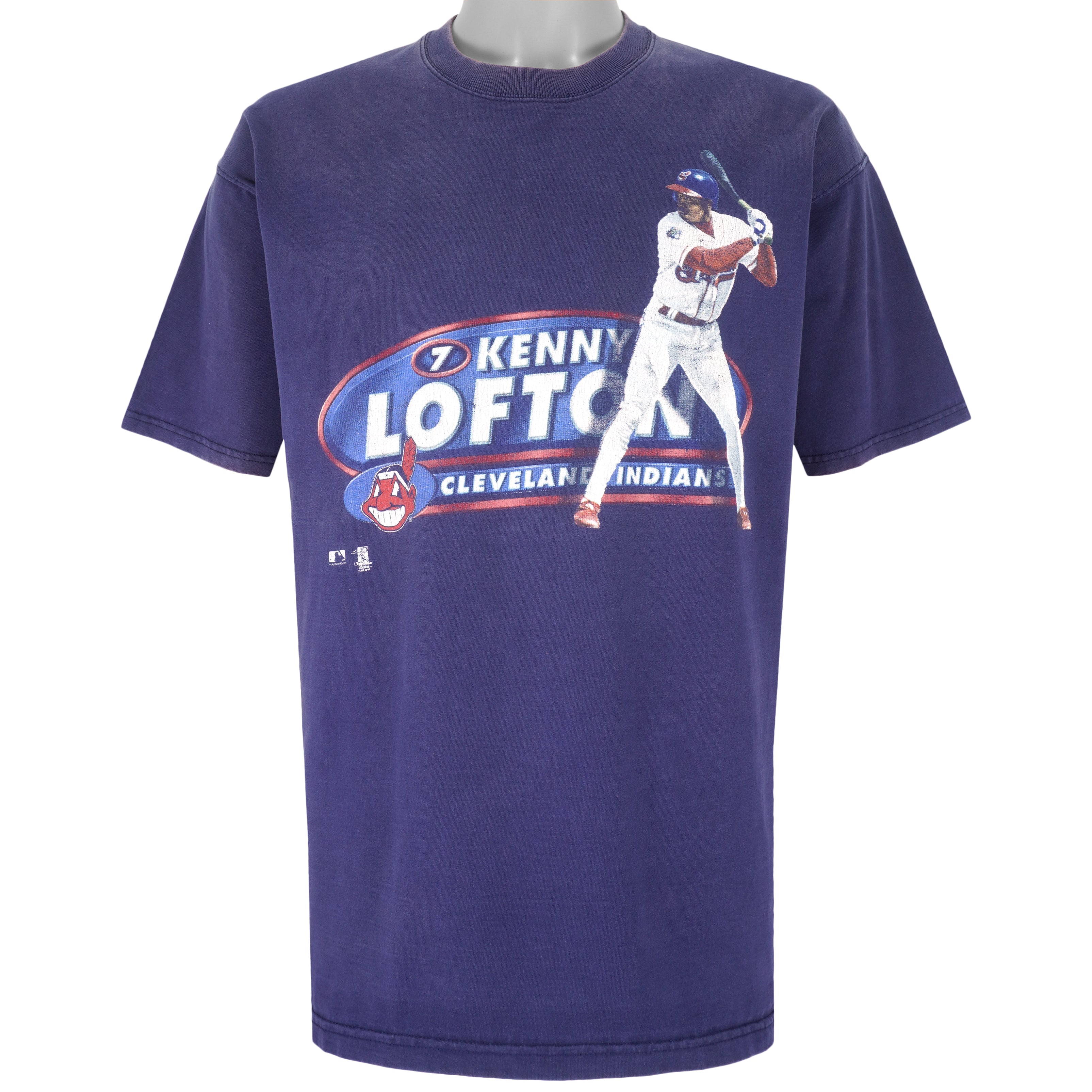MLB (Pro Player) - Cleveland Indians Kenny Lofton T-Shirt 1990s X-Large Vintage Retro Baseball