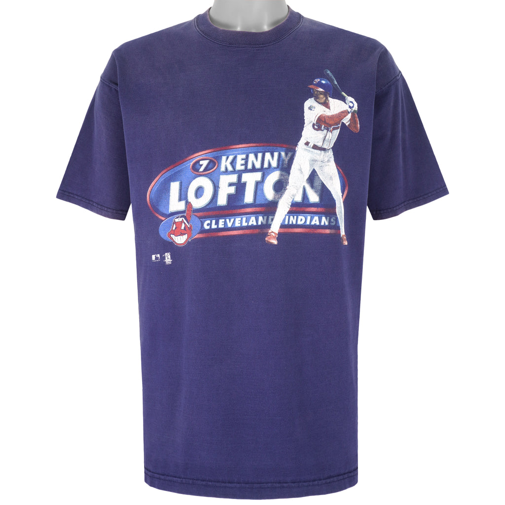 MLB (Pro Player) - Cleveland Indians Kenny Lofton T-Shirt 1990s X-Large Vintage Retro Baseball
