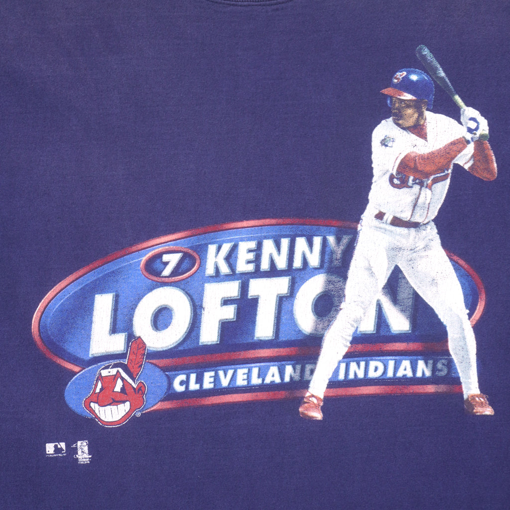 MLB (Pro Player) - Cleveland Indians Kenny Lofton T-Shirt 1990s X-Large Vintage Retro Baseball