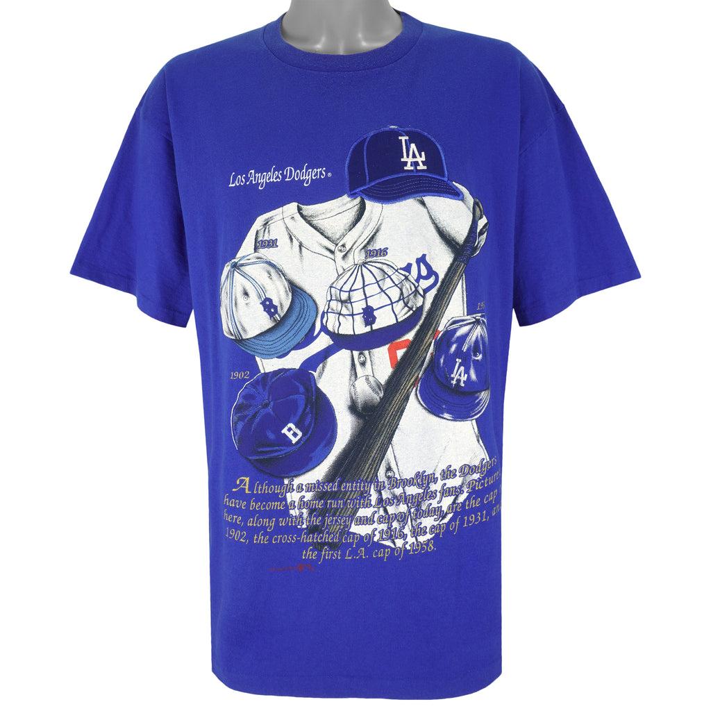 MLB (Nutmeg) - Los Angeles Dodgers Big Logo T-Shirt 1990s X-Large Vintage Retro Baseball