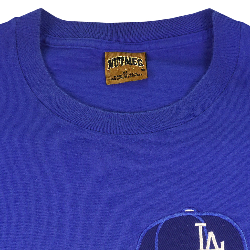 MLB (Nutmeg) - Los Angeles Dodgers Big Logo T-Shirt 1990s X-Large Vintage Retro Baseball