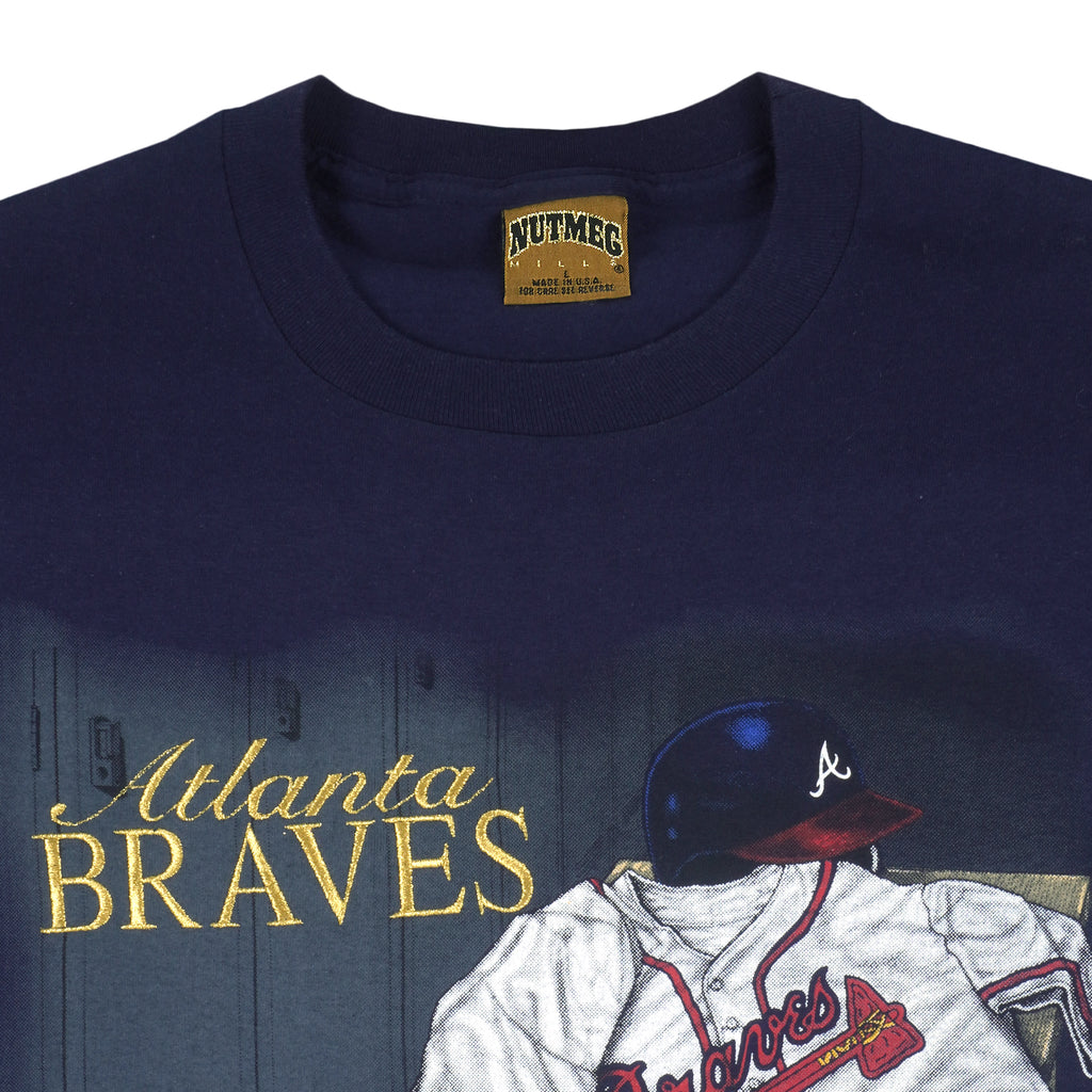 MLB (Nutmeg) - Atlanta Braves Embroidered T-Shirt 1995 Large Vintage Retro Baseball