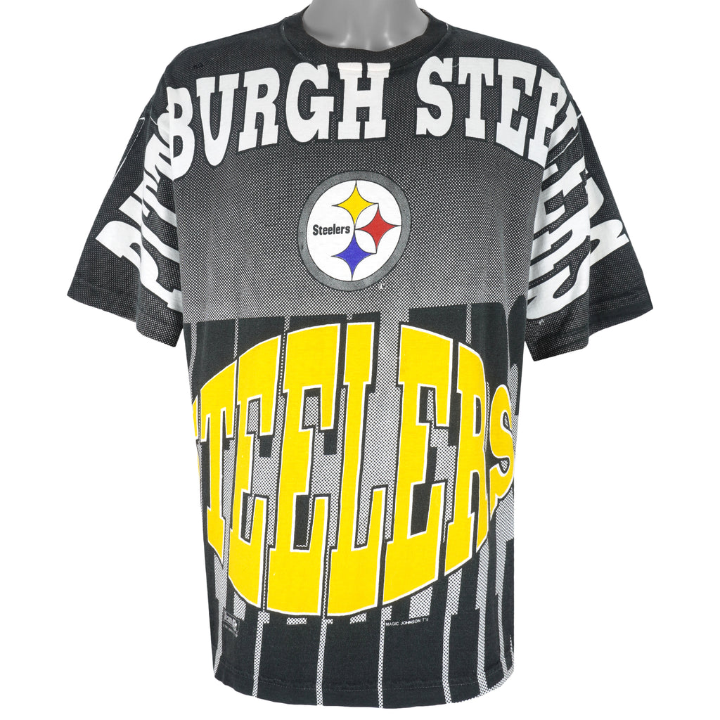 NFL (Magic Johnson Ts) - Pittsburgh Steelers All Over prints T-Shirt 1994 X-Large Vintage Retro Football