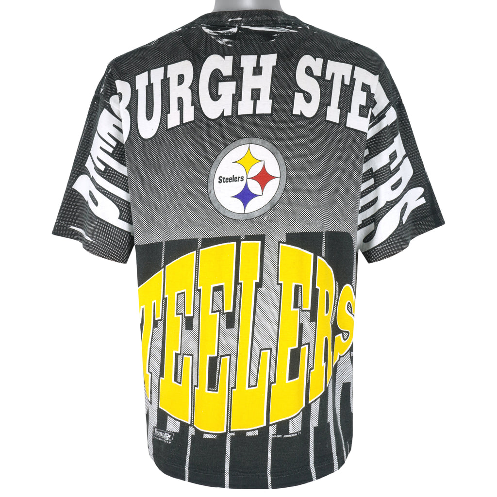 NFL (Magic Johnson Ts) - Pittsburgh Steelers All Over prints T-Shirt 1994 X-Large Vintage Retro Football